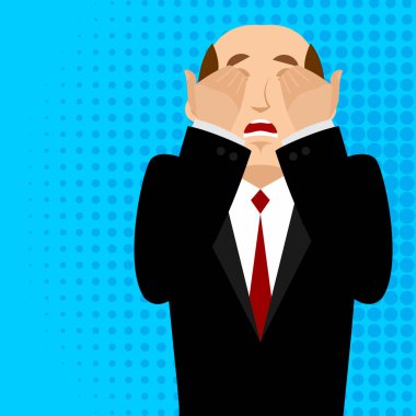 OMG patron Facepalm Pop art. Oh benim Tanrı işadamı sinirli.