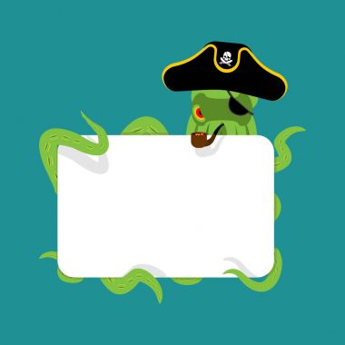 Ahtapot korsan ve boş işareti. poulpe korsan. Göz bandı ve s