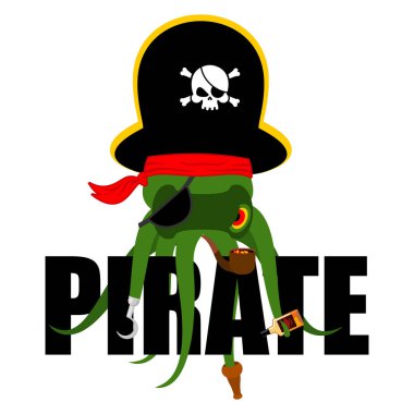 Ahtapot korsan. poulpe korsan. Göz bandı ve yasaktır boru. Pi