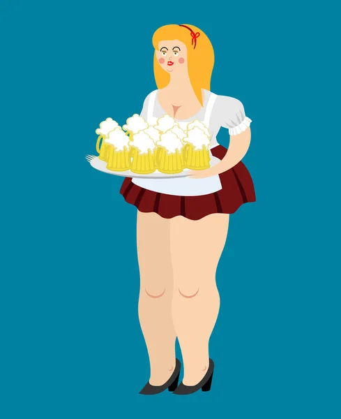Кухоль дівчина і пива Октоберфест. Національна фестивалю "Октоберфест" у Німеччині — стоковий вектор