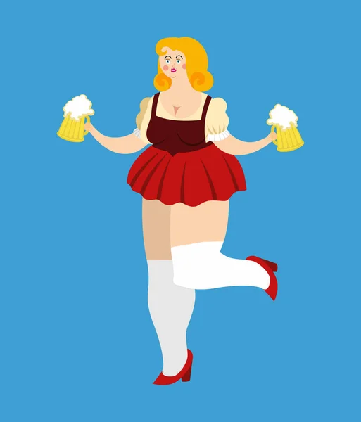 Oktoberfest sör és a lány bögre. Nemzeti sörfesztivál Németországban — Stock Vector