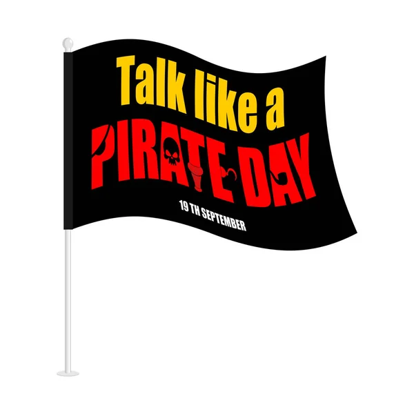 "International Talk Like A Pirate Day". Bandeira preta pirata. fili —  Vetores de Stock