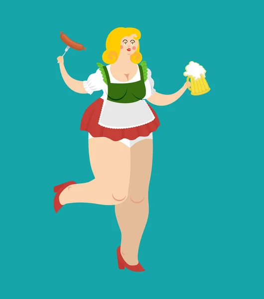 Oktoberfest flicka och öl mugg. Nationella Beer Festival i Tyskland — Stock vektor