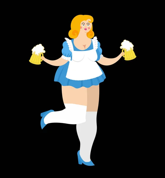 Oktoberfest fille et tasse de bière. Festival national de la bière en Allemagne — Image vectorielle