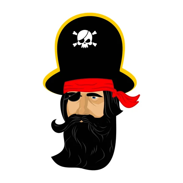 Portrait de pirate en chapeau. Patch pour les yeux et pipe à fumer. filibuster — Image vectorielle