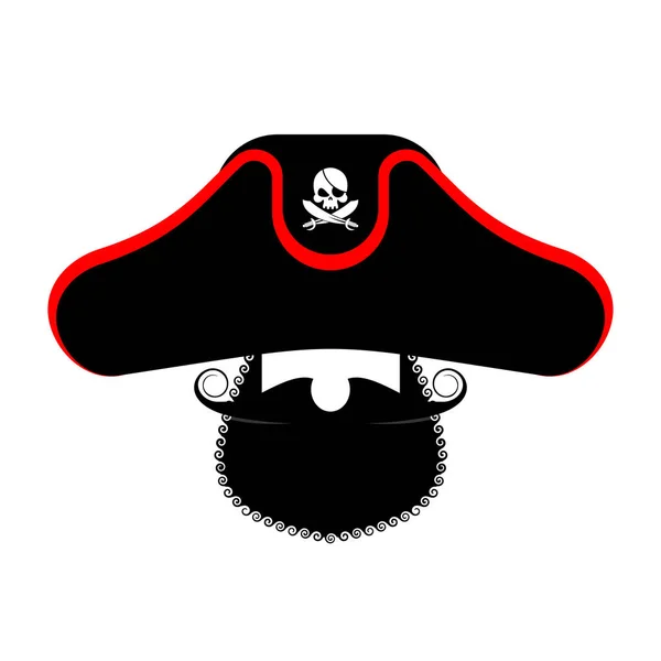 Portrait de pirate en chapeau. Patch pour les yeux et pipe à fumer. filibuster — Image vectorielle