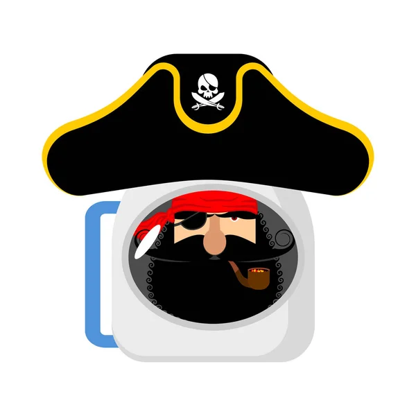 Astronauta pirata espacial en casco. Hombre del espacio filibustero. Parche ocular — Vector de stock