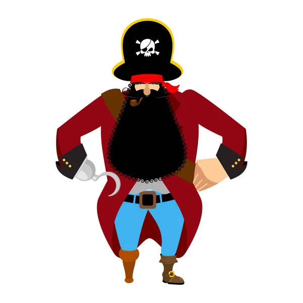 Pirat odizolowane. Plaster do oczu i rura do palenia. piratem Cap. Bo — Wektor stockowy