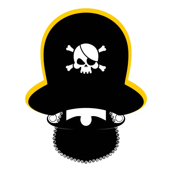 Пиратский портрет в шляпе. Повязка на глазу и курительная трубка. filibuster — стоковый вектор
