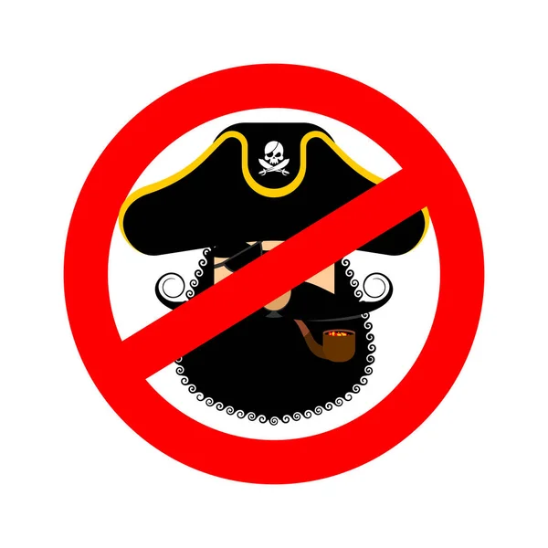 Detener pirata. Red prohibiendo el rover de señales. Prohibición del filibustero — Archivo Imágenes Vectoriales