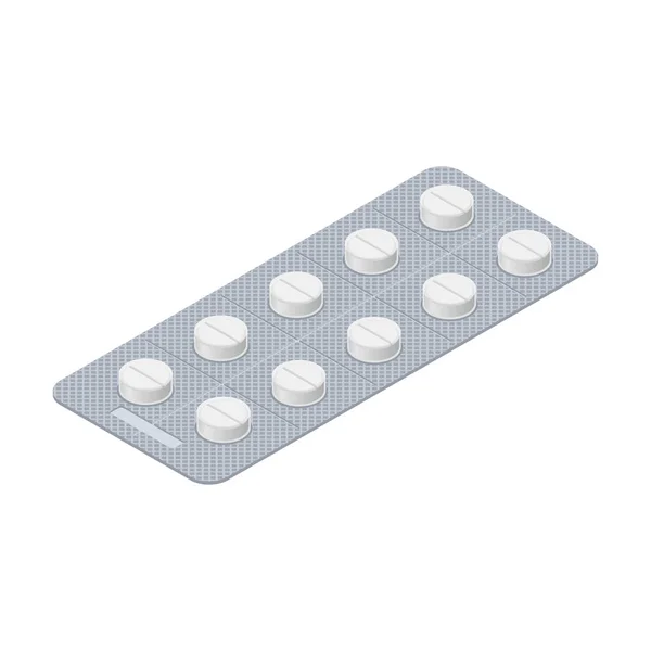 Tabletki w blistrze na białym tle. medycznych pill. Tabletka leku — Wektor stockowy