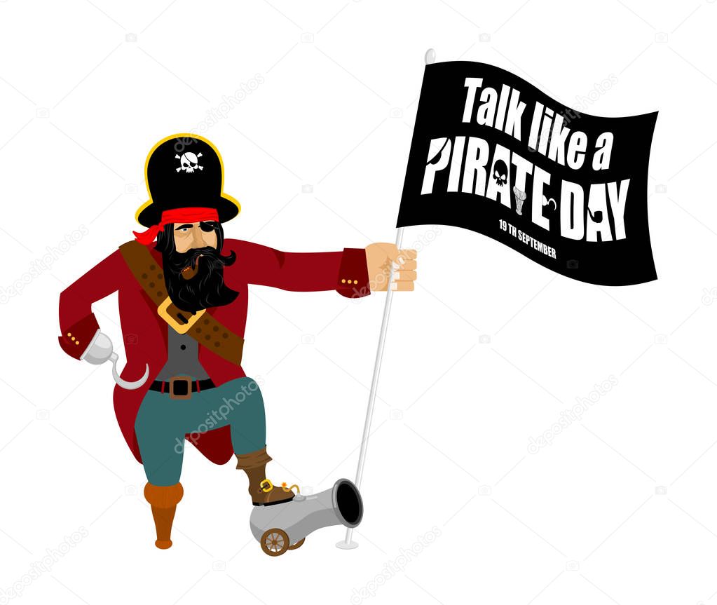 International Talk Like A Pirate Day. Pirate Hook and cannon. E