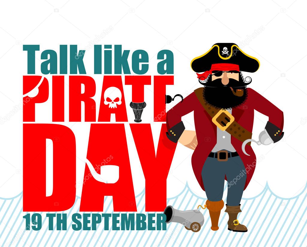 International Talk Like A Pirate Day. Pirate Hook and cannon. E