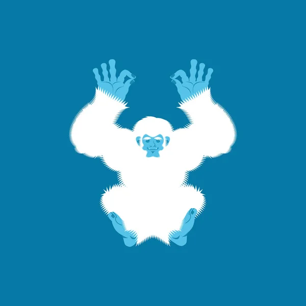 Yeti yoga. Yogui Pie Grande. Abominable relajación muñeco de nieve y cogni — Vector de stock