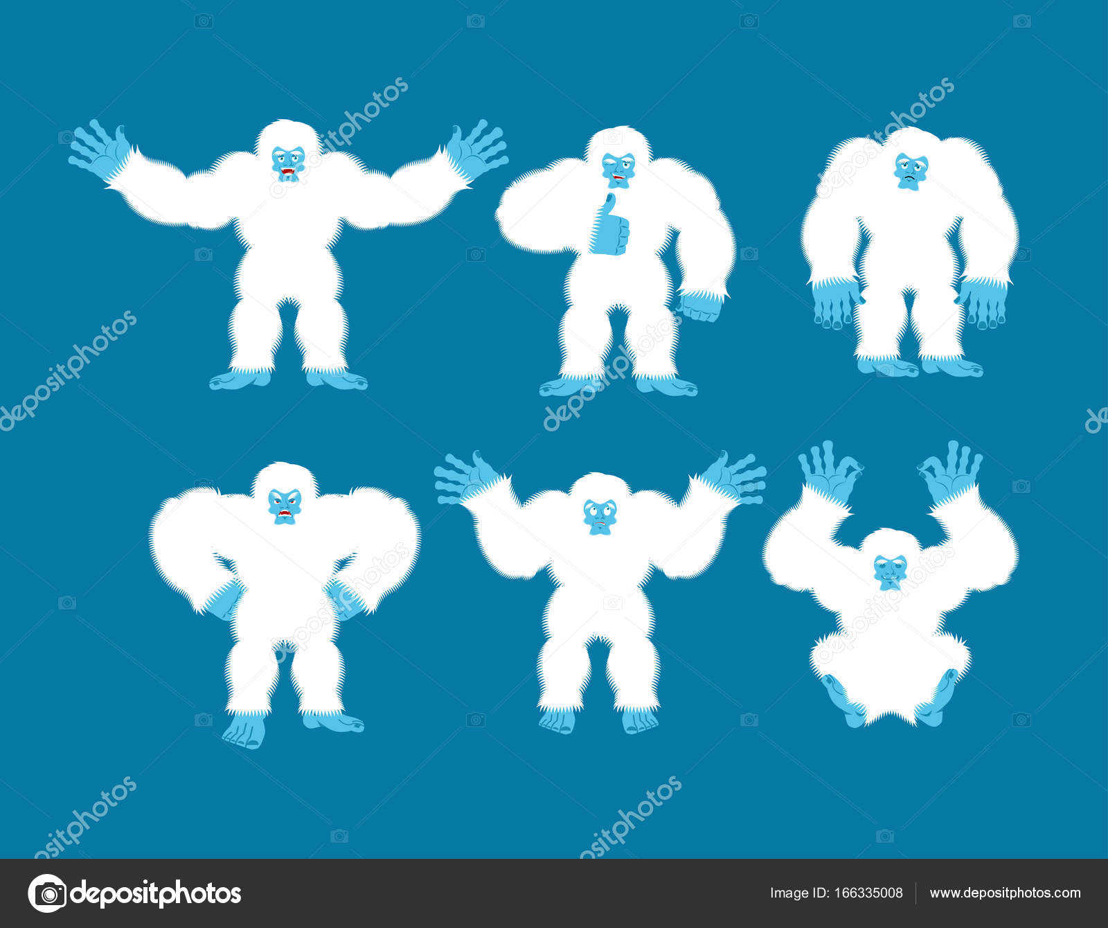 pics Abominable Snowman Silhouette https depositphotos com 166335008 stock illustration yeti set poses and motion html