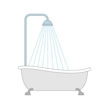 Duşlu banyo. Banyo aksesuarı. Vektör çizim