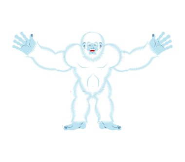 Yeti neşeli. Bigfoot neşeli. Kar adam mutlu. Vektör 