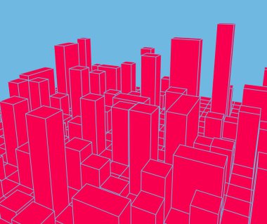 Skyline şehir. Soyut bir kasaba. Endüstriyel manzara vektör illustr