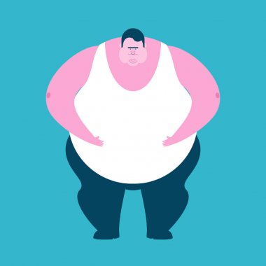 Şişman adam izole. Obur kalın adam. Şişko vektör çizim