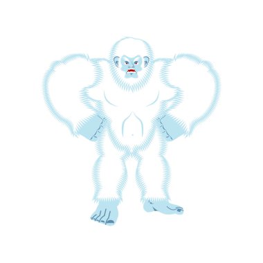 Yeti kızgın. Bigfoot kötülük. Kar adam agresif. Vektör 