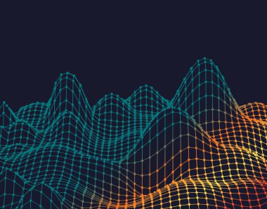 Soyut siber manzara. Vektör çerçeve arka plan ülke. 