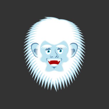 Yeti neşeli emoji. Bigfoot gülen surat. Kar adam Merr'e