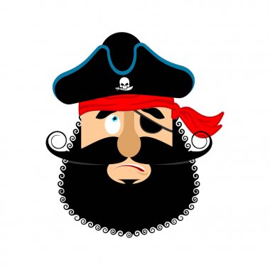Korsan suçlu emoji kafa. Muhaliflerden kusurlu duygu yüz. Bucc