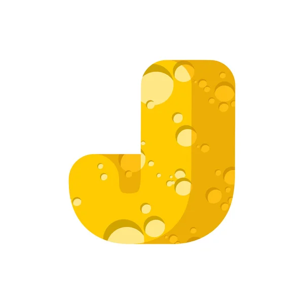 Γράμμα J τυρί γραμματοσειρά. Σύμβολο της τυρώδης αλφάβητο. Γαλακτοκομικά τρόφιμα τύπου — Διανυσματικό Αρχείο