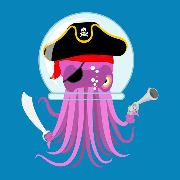 Intrus Alien Space pirate Octopus. monstre cosmique envahisseur. po — Image vectorielle