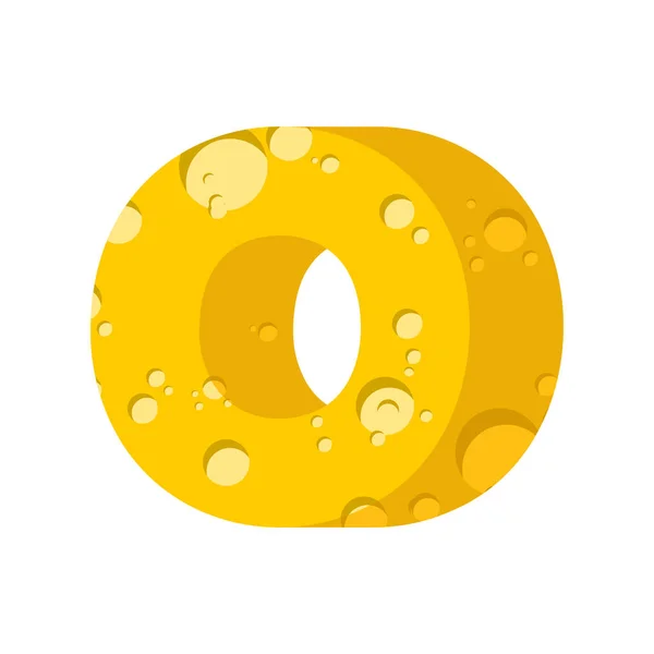 Bokstaven O ost teckensnitt. Symbol för cheesy alfabetet. Mejeri mat typ — Stock vektor