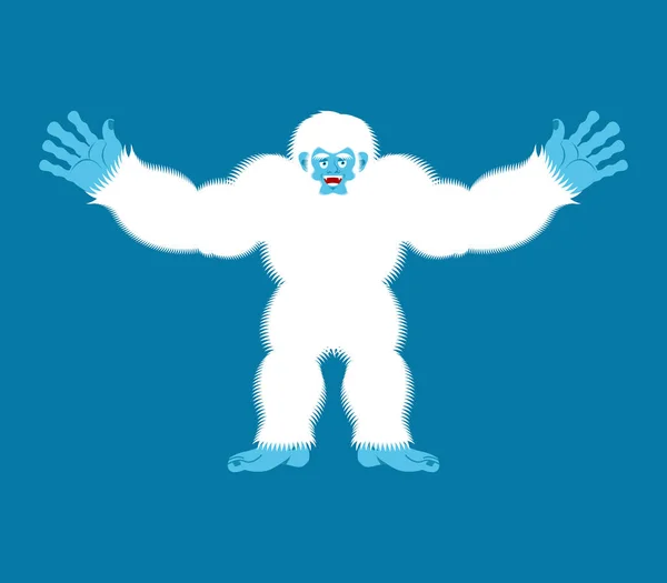Yeti vreugdevolle. Bigfoot vrolijk. Abominable snowman gelukkig. Vector — Stockvector
