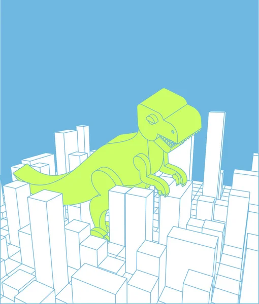 Miasta i dinozaurów. Streszczenie Skyline i potwór. Grunty przemysłowe — Wektor stockowy