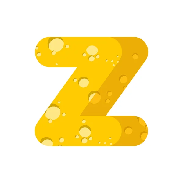 Letter Z kaas lettertype. Symbool van cheesy alfabet. Zuivel type van voeding — Stockvector