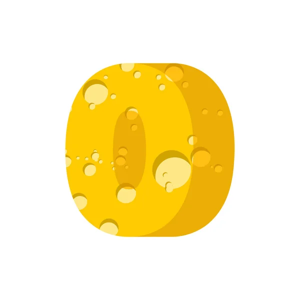 Figure 0 cheese font. numeral zero of cheesy alphabet. Dairy Foo — Stock Vector