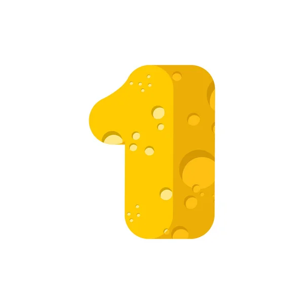 Figura 1 fonte cheese. numeral um do alfabeto brega. Alimentos lácteos —  Vetores de Stock