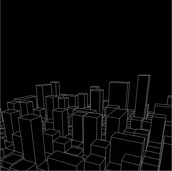 Night Skyline City. Cidade abstrata. Paisagem industrial Vector i — Vetor de Stock