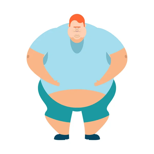 赤毛の太った男。食いしん坊の厚い男。太っちょのベクトル図 — ストックベクタ