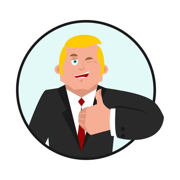 Empresario pulgares hacia arriba. El jefe guiña emojis. hombres de negocios alegres . — Vector de stock