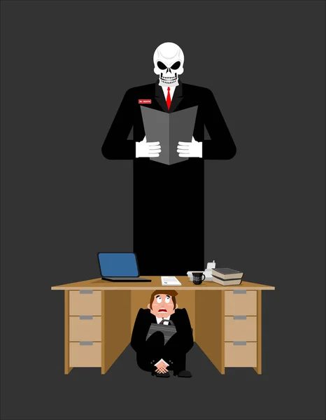 Επιχειρηματίας φοβάται σύμφωνα με πίνακα του πιστωτή. φοβισμένη επαγγελματίες — Διανυσματικό Αρχείο