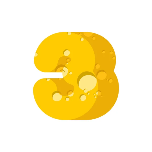 図 3 チーズのフォントです。安っぽいアルファベットの数字 3 つ。酪農 Fo — ストックベクタ