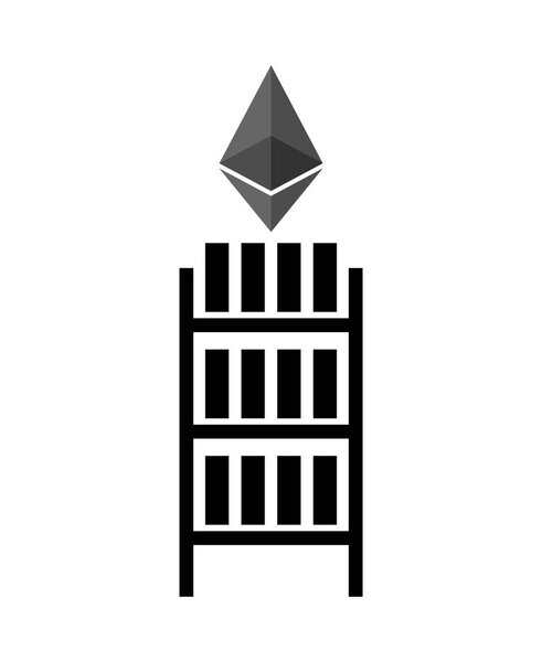 Mining etherium farm icon. Extraction of Cryptocurrency sign. Ra