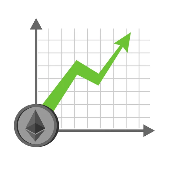 Graphique de croissance éthérium. Croissance de Crypto-monnaie. Monnaie virtuelle . — Image vectorielle