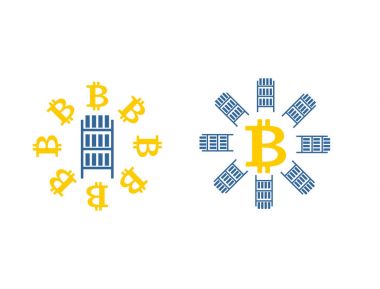 Araştırma bitcoin çiftlik simgesi. Cryptocurrency işareti çıkarılması. RAC