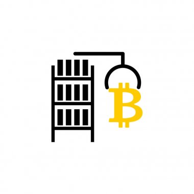 Araştırma bitcoin çiftlik simgesi. Cryptocurrency işareti çıkarılması. RAC