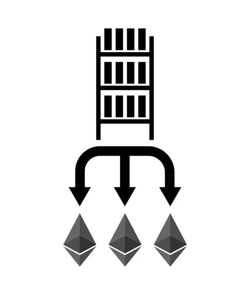 광산 etherium 농장 아이콘입니다. Cryptocurrency 표시의 추출입니다. Ra — 스톡 벡터