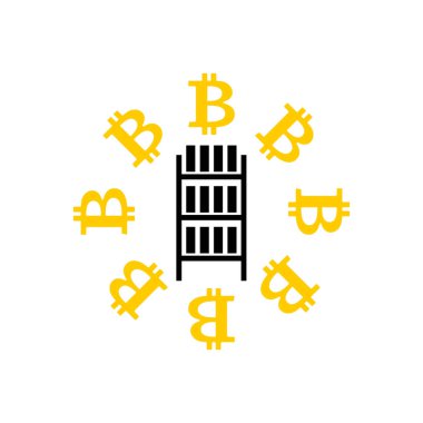 Araştırma bitcoin çiftlik simgesi. Cryptocurrency işareti çıkarılması. RAC