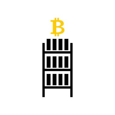 Araştırma bitcoin çiftlik simgesi. Cryptocurrency işareti çıkarılması. RAC