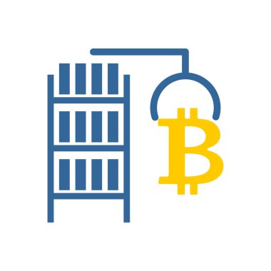 Araştırma bitcoin çiftlik simgesi. Cryptocurrency işareti çıkarılması. RAC