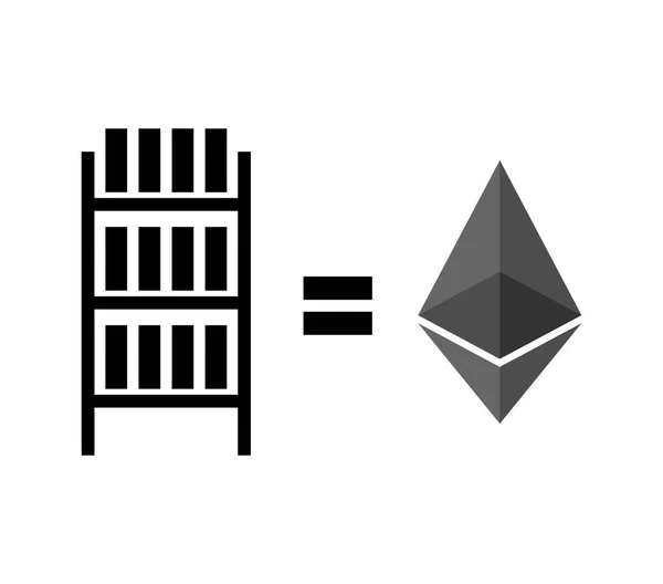 Ícone de fazenda de etherium de mineração. Extração do sinal Criptomoeda. Ra —  Vetores de Stock