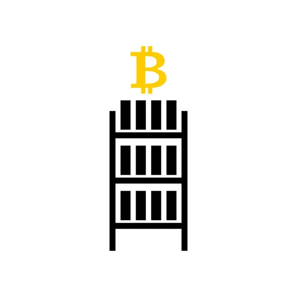 マイニング bitcoin ファーム アイコン。Cryptocurrency 標識の抽出。Rac — ストックベクタ